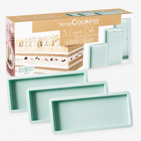 Lot de 3 moules layer cake rectangulaires en silicone