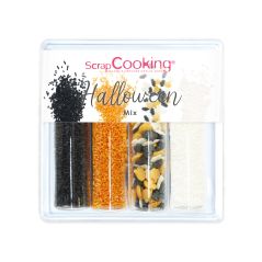 Décors sucrés Halloween mix 69 g ScrapCooking en 4 tubes refermables