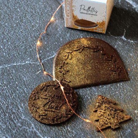 Paillettes alimentaires dorées en poudre 5 g - ScrapCooking