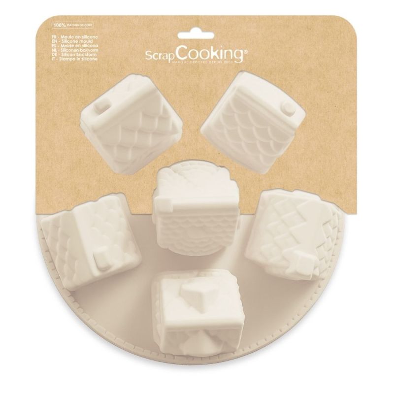 Moule silicone 3D chalets de Noël – 6 empreintes