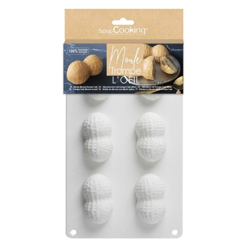Moule trompe-l’œil cacahuète en silicone – 6 empreintes