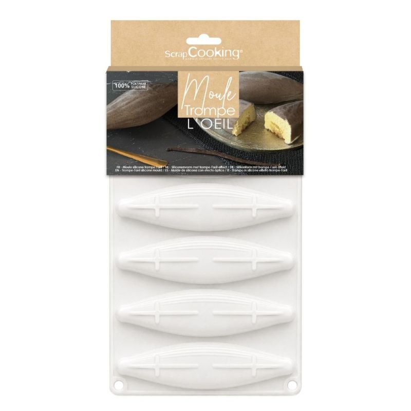 Moule trompe-l’œil gousse de vanille en silicone – 6 empreintes