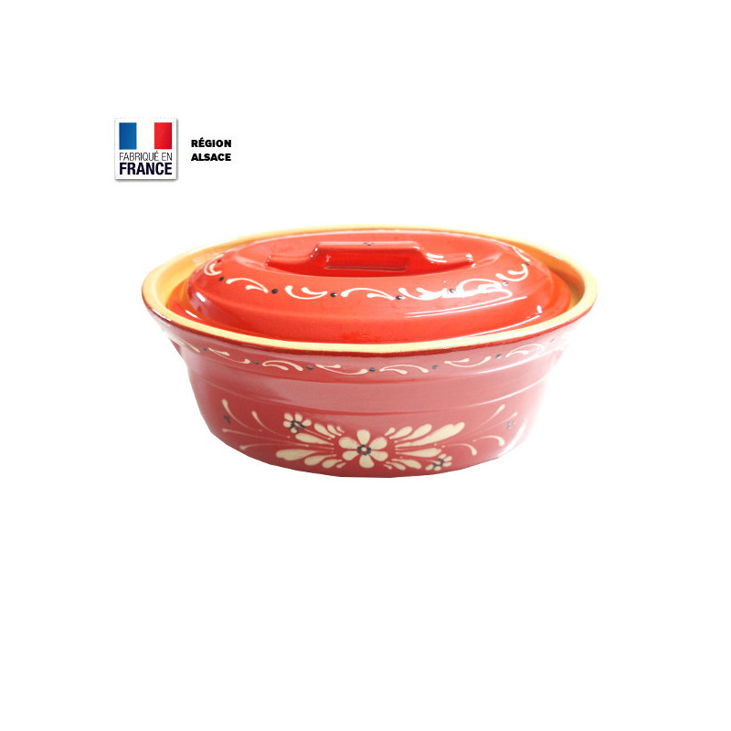 Terrine à Baeckeoffe Rouge décor Fleur Moule à Baeckeoffe rouge