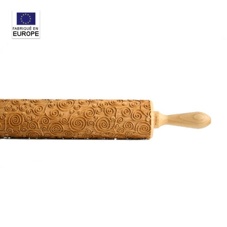 Rouleau à Pâtisserie Bois Avec Motif Gaufrage 3D - Pour Biscuits, Pâtes, Décoration Culinaire DIY, Longueur 35 Cm