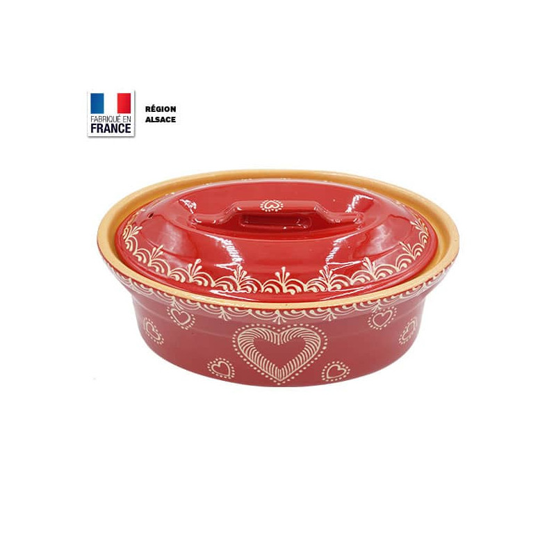 Terrine à Baeckeoffe Rouge Moule à Baeckeoffe en poterie de Soufflenheim