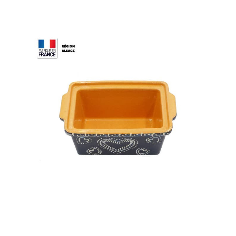 Terrine à Foie Gras Bleue décor Cœur Poterie alsacienne