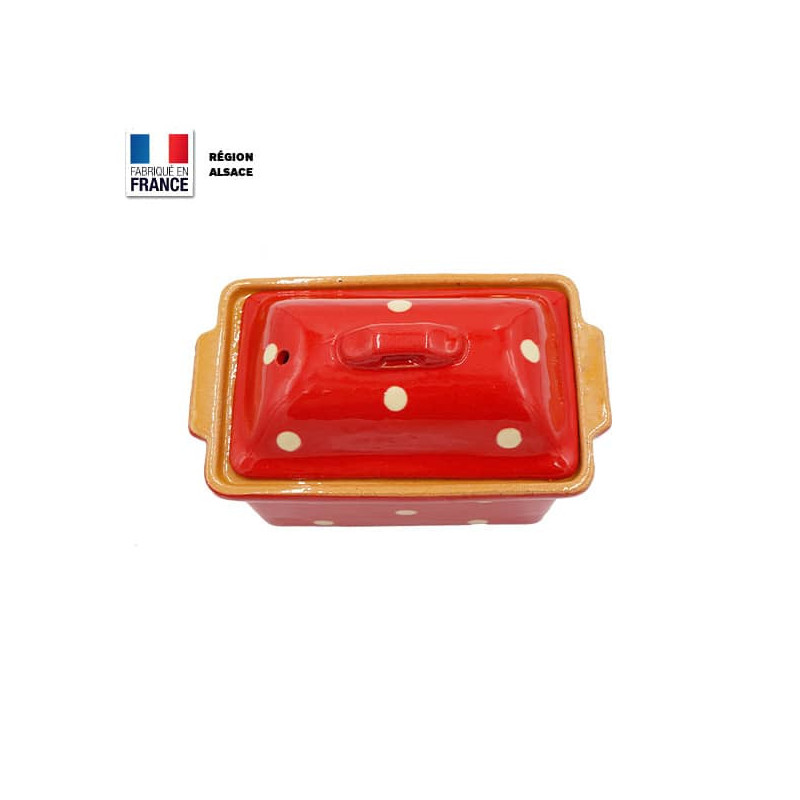 Terrine à Foie Gras - Rouge Décor Cigogne - 900 g