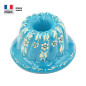 Moule à Kouglof Turquoise 20 cm Décor Fleurs Blanches