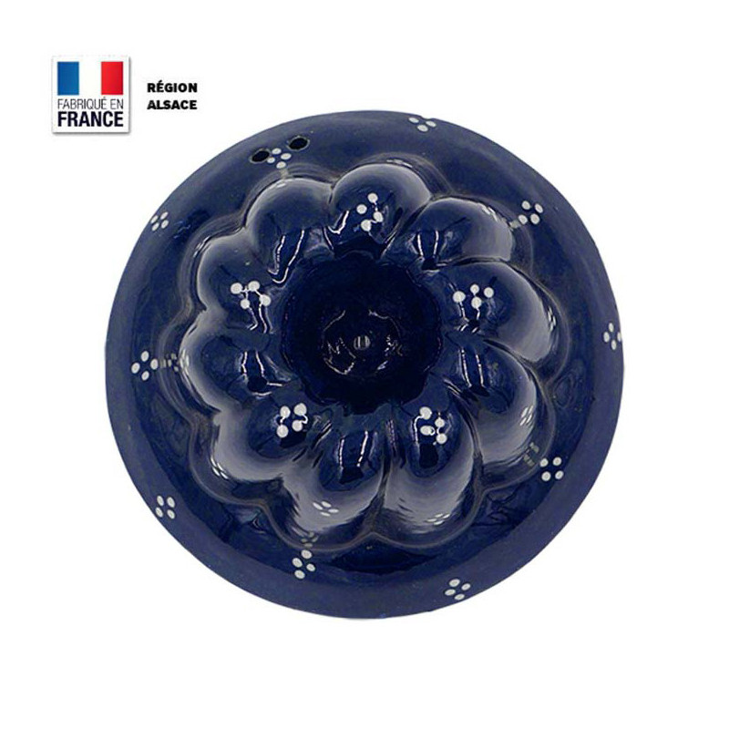 Ancien moule à kouglof en terre vernissée Alsace 26,3 cm art populaire cuisine