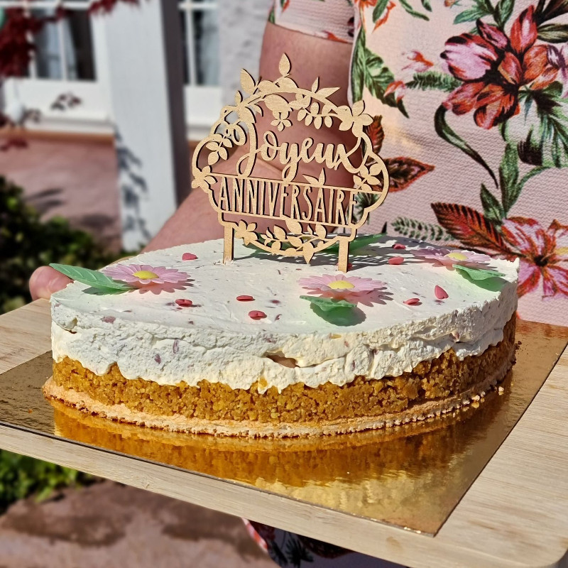 Cake Topper joyeux anniversaire - Cake Topper en bois pour gâteau